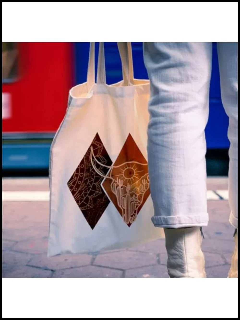 Western Cow Bull Skull Canvas Tote Bag Reusable Grocery Shopping Tote